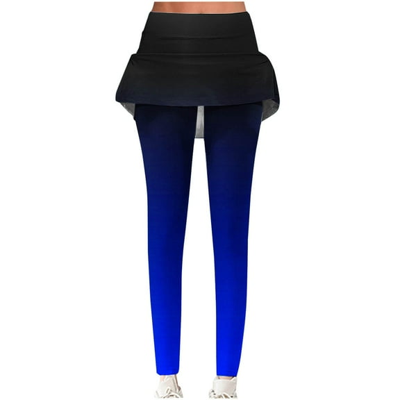 Frostluinai Women's Duble Layered Workout Pants Stretch High Waist Yoga Leggings Fashion Gradient Gym Skinny Pants with Pocket Womens Leggings