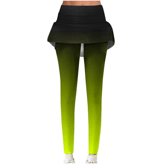 Frostluinai Women's Duble Layered Workout Pants Stretch High Waist Yoga Leggings Fashion Gradient Gym Skinny Pants with Pocket Womens Leggings