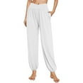 thumbnail image 1 of Frostluinai Women's Elastic Waisted Soft Yoga Sports Pants Dance Harem Pants Solid Color Loose Fit Workout Trousers Plus Size Pants with Pockets, 1 of 5