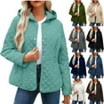 thumbnail image 1 of Frostluinai Women's Hooded Quilted Jacket Lightweight Winter Coats Solid Button Down Puffer Jackets Casual Fall Clothes Outerwear with Pocket, 1 of 7