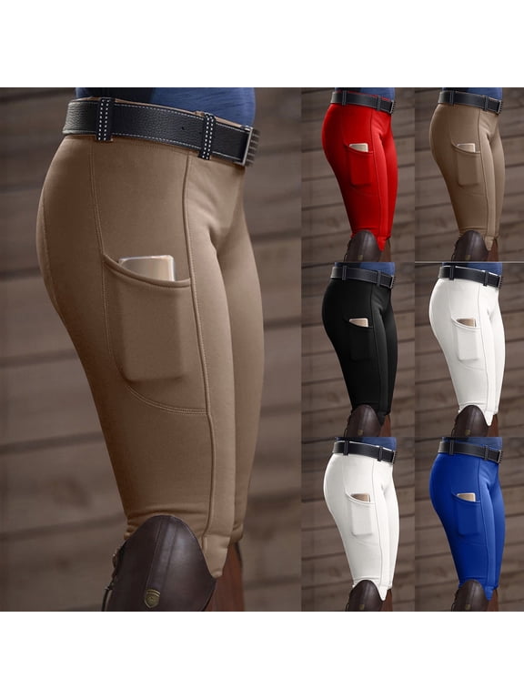 Women's Horse Riding Pants Knee-Patch Equestrian Breeches Horseback Schooling Tights with Pockets Christmas Gifts for Women Under $20