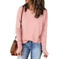 thumbnail image 1 of Frostluinai Women's Long Sleeve T Shirts with Thumb Holes Round Neck Casual Dressy Tops Solid Color Loose Fit Shirts Comzy Spring Blouses, 1 of 9
