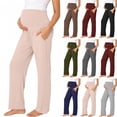 thumbnail image 1 of Frostluinai Women's Maternity Pants Over Belly Soft Lounge Palazzo Pants Comfy Stretch Wide Leg Pregnancy Trousers with Pockets, 1 of 8