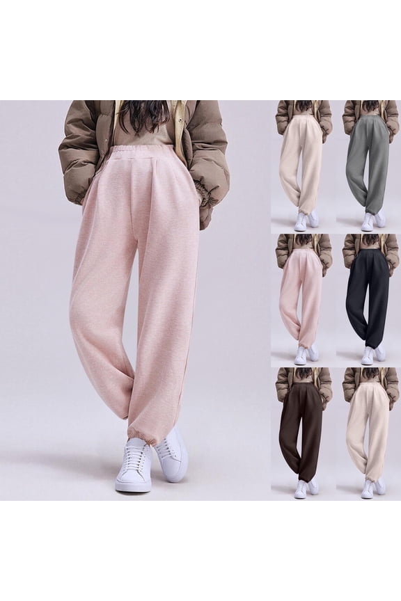 Women's Maternity Pants Over The Belly Pregnancy Joggers Solid Loose Lounge Cinch Bottom Sweatpants with Pockets