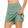 thumbnail image 1 of Frostluinai Women's Mini Tennis Skirt Athletic Cute Golf Skorts Stretchy High Waisted 2 in 1 Running Shorts Basic Solid Color Yoga Shorts, 1 of 8