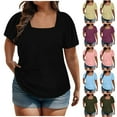 thumbnail image 1 of Frostluinai Women's Plus Size Tops Puff Sleeve Summer Shirts Square Neck Loose Fit T Shirts Solid Color Casual Tees Lightweight Blouses XL-5XL, 1 of 8