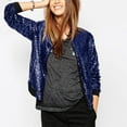 thumbnail image 1 of Frostluinai Women's Sequined Bomber Jackets Full Zip Casual Jackets Long Sleeve Sparkly Coats Lightweight Night Club Coats with Pocket, 1 of 8