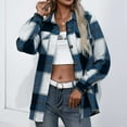 thumbnail image 1 of Frostluinai Women's Shacket Button Down Shirts Flannel Long Sleeve Collar Fall Cardigan Plaid Pritn Color Block Jacket Loose Fit Coats, 1 of 8