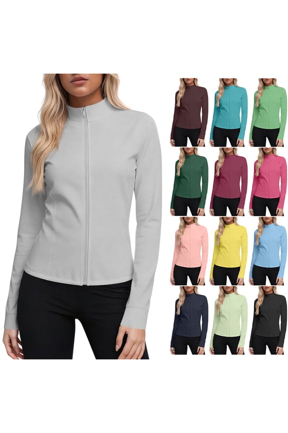 Women's Sun Protection Jacket Long Sleeve Zip Up Lightweight Outdoor Coat UPF 50+ Solid Slim Cropped Jacket Brown XXXL