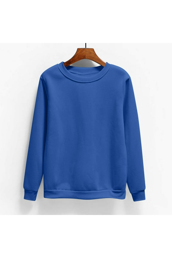 Women’s Sweatshirts Crew Neck Lounge Sweatshirts Long Sleeve Soft Pullover Plus Size Solid Color Fall Sweat Shirts Fleece Tops