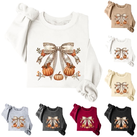Frostluinai Women's Sweatshirts Thanksgiving Pullover Crew Neck Long Sleeve Graphic Pullover Casual Loose Sweat Shirt for Fall Winter