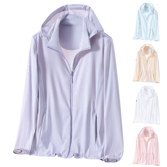 Frostluinai Women's UPF 50 Hoodie Lightweight SPF UV Protection Jackets Long Sleeve Zip Up Solid Sun Shirts Breathable Sun Protection Wear