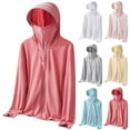 thumbnail image 1 of Frostluinai Women's UPF 50+ Sun Protection Hoodie Zip Up Long Sleeve Drawstring Sun Shirts Plus Size Solid Athletic Jackets for Beach Travel, 1 of 7