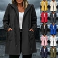 thumbnail image 1 of Frostluinai Women's Waterproof Rain Jacket Lightweight Raincoat Hooded Windbreaker Trench Coat Full Zip Oversized Rain Jacket with Pockets, 1 of 8