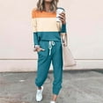 thumbnail image 1 of Frostluinai Womens 2 Piece Sweatsuits Sets Color Block Tracksuits Long Sleeve Tops Soft Sweatpants Plus Size Casual Sets with Pocket Clearance, 1 of 6