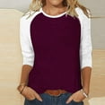 thumbnail image 1 of Frostluinai Womens 3/4 Sleeve T Shirts Round Neck Color Block Raglan Tops Casual Loose Work Shirts Funny Spring Blouses Lightweight Tees, 1 of 5