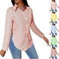 thumbnail image 1 of Frostluinai Womens Button Down Shirts Long Sleeve Striped Cardigans Lapel Collar Casaul Dressy Blouses Side Slit Tunic Shirts Jackets, 1 of 7