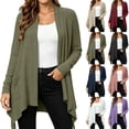 thumbnail image 1 of Frostluinai Womens Cardigan Sweaters Open Front Ribbed Knit Long Jackets Solid Lightweight Fall Handkerchief Hem Comfy Cardigans with Pocket S-2XL, 1 of 9