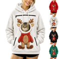 thumbnail image 1 of Frostluinai Womens Cats Hoodie with Pouch Zipper Fuzzy Fleece Pet Carrier Sweatshirt Christmas Reindeer Print Zippered Pet Pouch Adjustable Hole Pockets, 1 of 7