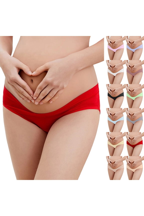 Womens Cotton Maternity Support Shorts Underwear Low Rise Belly Support Pregnancy Panties Plus Size Postpartum Mother Under Bump Underwear