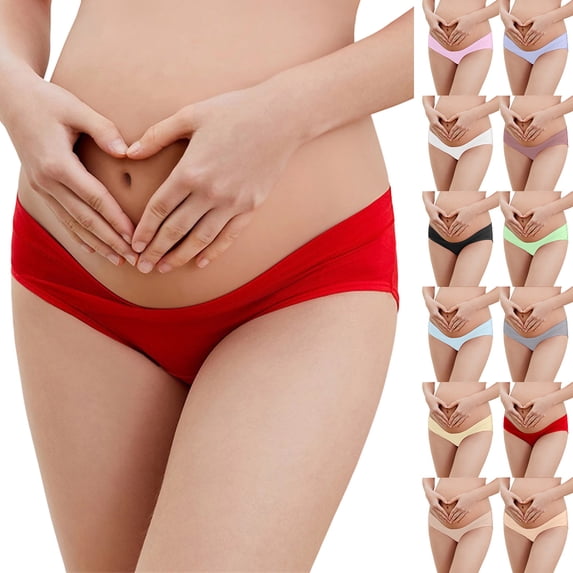 Frostluinai Womens Cotton Maternity Support Shorts Underwear Low Rise Belly Support Pregnancy Panties Plus Size Postpartum Mother Under Bump Underwear
