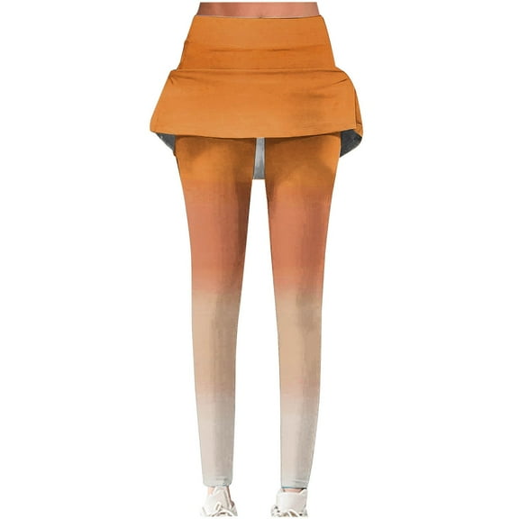 Frostluinai Womens Duble Layered Yoga Pants High Waist Stretch Workout Leggings Lounge Gradient Athletic Leggings with Pocket Gifts