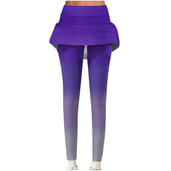 Frostluinai Womens Duble Layered Yoga Pants High Waist Stretch Workout Leggings Lounge Gradient Athletic Leggings with Pocket Gifts