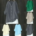 thumbnail image 1 of Frostluinai Womens Linen Tunic Tops Cotton Linen Button Down Shirt Spring Casual Long Sleeve Solid Shirts Plus Size Beach Vacation Top, 1 of 8