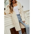 thumbnail image 1 of Frostluinai Womens Long Cardigan Sweaters Button Down V Neck Cable Knit Cardigans Long Sleeve Solid Color Cardigan Coats with Pocket, 1 of 6