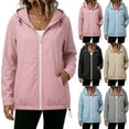 thumbnail image 1 of Frostluinai Womens Long Sleeve Outdoor Sports Rain Jacket Thin Breathable Sun Protection Hoodie Hiking Travel Raincoat with Pocket S-XXL, 1 of 10