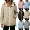 thumbnail image 1 of Frostluinai Womens Long Sleeve Outdoor Sports Rain Jacket Thin Breathable Sun Protection Hoodie Hiking Travel Raincoat with Pocket S-XXL, 1 of 10