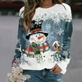 thumbnail image 1 of Frostluinai Womens Long Sleeve T Shirts Round Neck Christmas Tops Funny Snowman Print Fall Pullover Plus Size Comzy Shirts Merry Christmas, 1 of 4