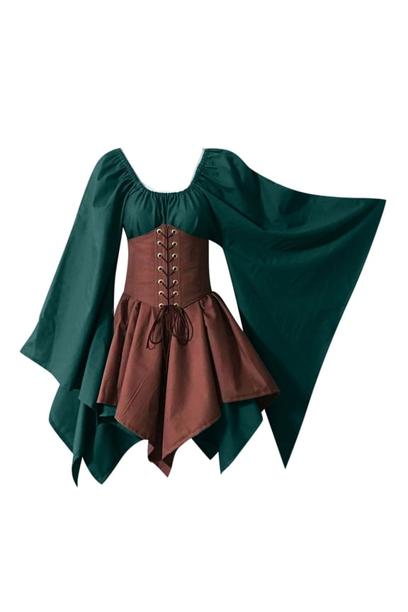 Womens Medieval Dress, Women'S Vintage Celtic Medieval Floor Length Renaissance Gothic Cosplay Dress