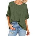 thumbnail image 1 of Frostluinai Womens Oversized Summer T Shirts Short Sleeve Drop Shoulder Shirts Crew Neck Loose Fit Tee Shirts Solid Color Casual Tshirts, 1 of 7
