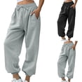 thumbnail image 1 of Frostluinai Womens Oversized Sweatpants with Pocket Drawstring Waist Baggy Joggers Solid Cinch Bottom Fleece Lined Sweat Pants, 1 of 6