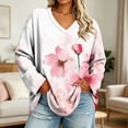 thumbnail image 1 of Frostluinai Womens Plus Size Long Sleeve Shirts V Neck Basic Tee Tops Casual Floral Print T Shirts Lightweight Loose Fit Blousers L-5XL, 1 of 6