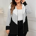 thumbnail image 1 of Frostluinai Womens Plus Size Ribbed Knit Hoodies Long Sleeve Full Zip Cardigans Fashion Color Block Jacket Coats Casual Loose Cardigans, 1 of 4