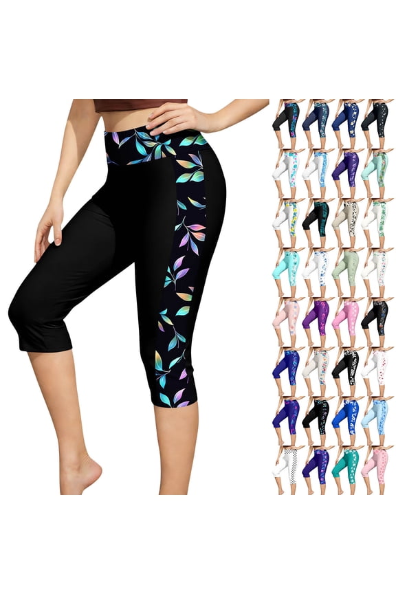 Womens Plus Size Swimsuits Floral Print Modest Rash Guard Capris Tankini Bathing Suits Bottoms Beach Swimwear Multicolor L
