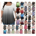 thumbnail image 1 of Frostluinai Womens Plus Size Tops Tunic Short Sleeve Boho Shirts Square Neck Pleated T Shirts Vintage Floral Print Blouses Happy Mother's Day, 1 of 5