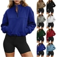 thumbnail image 1 of Frostluinai Womens Quarter Zip Oversized Sweatshirts Teen Fleece Pullover Basic Solid Tops Mock Neck Sweater Fall Workout Jacket with Pocket, 1 of 9