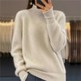 thumbnail image 1 of Frostluinai Womens Rolled Turtleneck Sweaters Long Sleeve Fuzzy Knit Sweaters Basic Solid Color Knit Sweaters Warm Fall Knit Pullover, 1 of 6