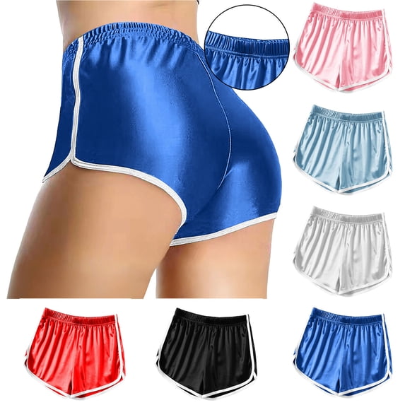 Frostluinai Womens Satin Athletic Shorts Summer Quick Dry Sports Running Dolphin Shorts Booty Shorts Yoga Gym Running Hot Pants Blue S