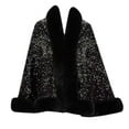 thumbnail image 1 of Frostluinai Womens Sequined Knit Poncho Cape Open Front Faux Fur Trim Cardigan Sweater Warm Sherpa Lined Sparkly Shawl Oversized Fuzzy Cape Coats, 1 of 1