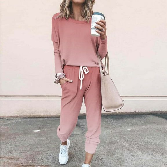 Frostluinai Womens Sets 2 Piece Outfits Long Sleve Tracksuits Casual Loose Jogger Sweatsuits Plus Size Gradient Sets with Pocket Gifts