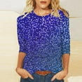 thumbnail image 1 of Frostluinai Womens Sparkly Print T Shirts Crewneck Glitter Tops 3/4 Sleeve Lounge Shirts Funny Night Out Tees Cute Party Club Blouses, 1 of 5
