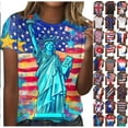thumbnail image 1 of Frostluinai Womens Stars and Stripes T Shirts Short Sleeve Crew Neck American Flag Shirts 4th of July Red White and Blue Tee Shirts Gifts, 1 of 4
