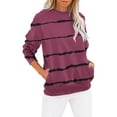 thumbnail image 1 of Frostluinai Womens Striped Pullover Tops with Pocket Long Sleeve Color Block Shirts Crew Neck Lounge T Shirts Lightweight Spring Sweat Shirts, 1 of 4