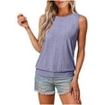 thumbnail image 1 of Frostluinai Womens Summer Tank Tops Crew Neck Sleeveless Eyelet Embroidery Tanks Solid Lounge Tanks Loose Fit Tank Tops for Women Gifts, 1 of 9