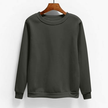 Frostluinai Womens Sweatshirts Long Sleeve Crewneck Lounge Sweat Shirts Solid Color Plus Size Pullover Fall Warm Sweatshirts Clearance