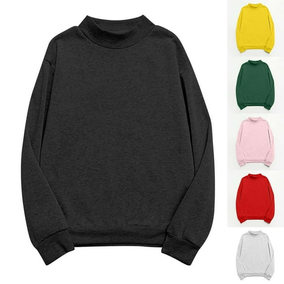 Frostluinai Womens Sweatshirts Mock Neck Lounge Sweat Shirts Long Sleeve Solid Color Fall Pullover Plus Size Loose Fit Sweatshirts for Women